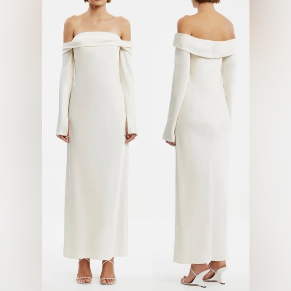 Significant Other Dresses & Skirts - NEW Significant Other Nadia Off the Shoulder Long Sleeve Satin Maxi Dress sz 4